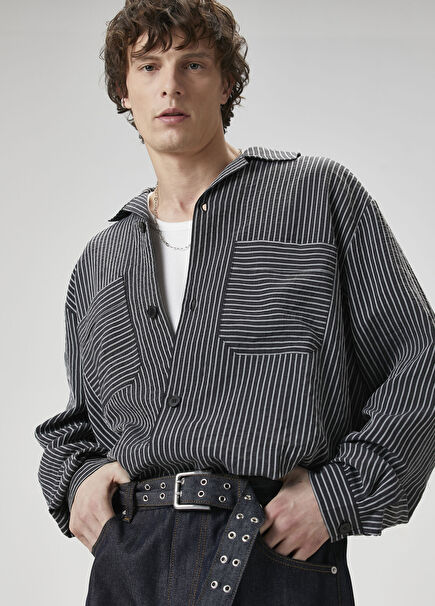 Anthracite Striped Outer Shirt
