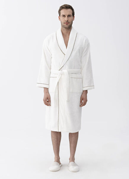 Pansy Pima White Cotton Unisex Bathrobe