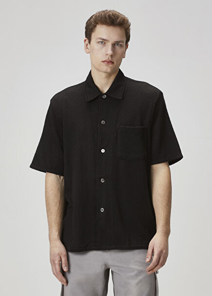 Box Black Textured Shirt