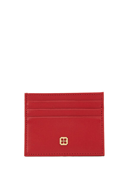 Kırmızı Kadın Deri Kartlık