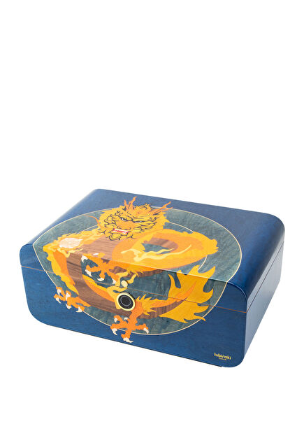 Lubinski Limited Edt. Blue Dragon Claw Humidor Cigar Box with Fingerprint Lock 80's