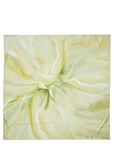 Green Large Abstract Floral Pattern Silk Scarf