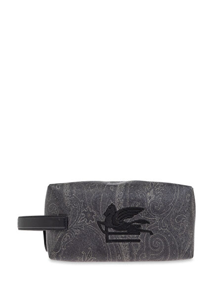 Siyah Etnik Desenli Tıraş Çantası