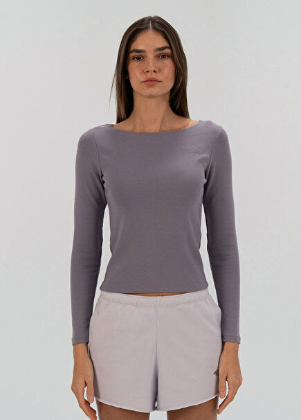Relaxed Rib Wmn Mürdüm Uzun Kollu Kadın T-Shirt