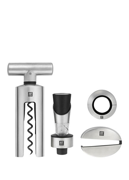 Sommelier Çelik Gümüş Renkli 4'lü Tirbuşon Seti