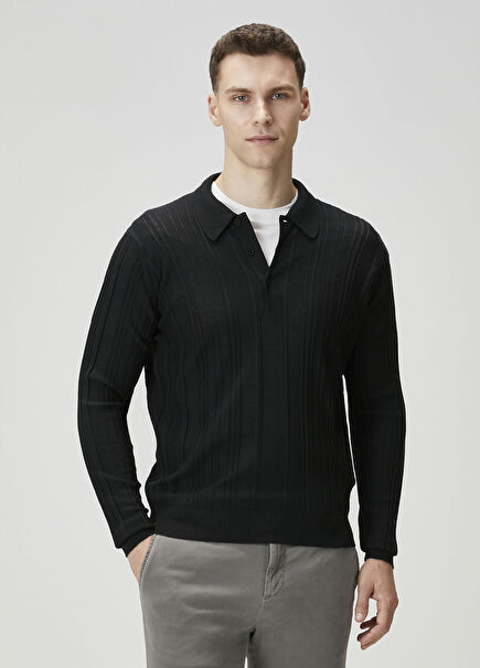 Flinn Black Polo Wool Sweater