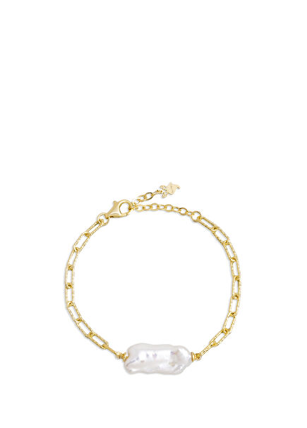Iconic Pearl 18K Yellow Gold Plated 925Sterling Silver Women's Bracelet