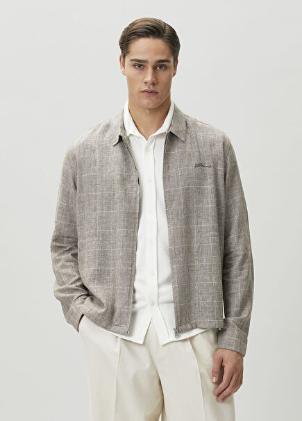 Keal Brown Check Linen Coat