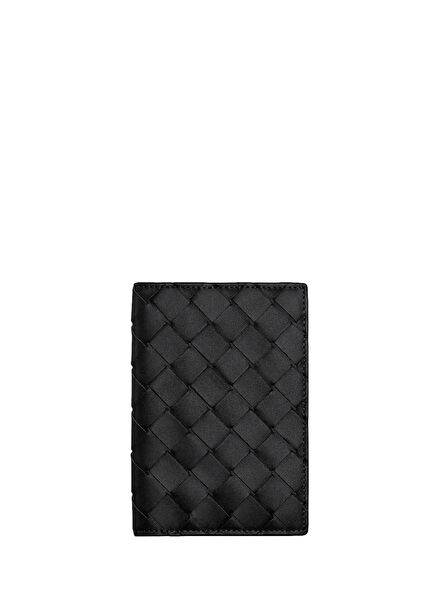 Intrecciato Black Men's Leather Passport Holder
