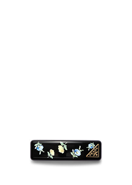 Plexiglass Black Floral Patterned Clip-on Hairpin