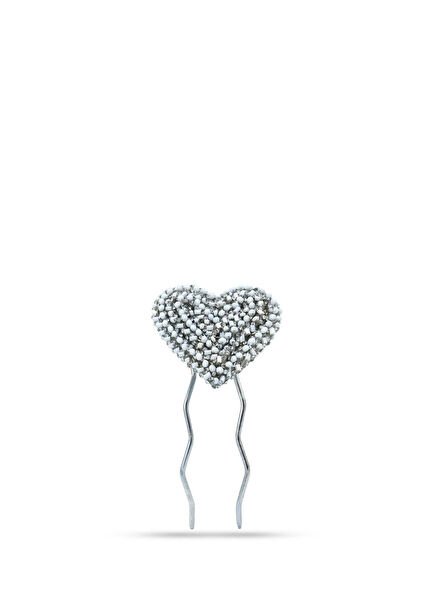 Romantica Glam Gümüş Cam Kristal Kadın Firkete Toka