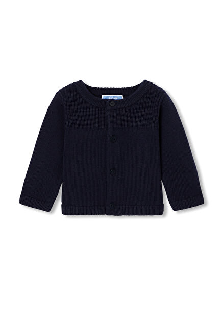Navy Blue Baby Boy Cardigan with Mother-of-Pearl Buttons