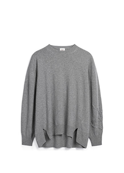 Biggie Grey Wool Crew Neck Women's Sweater