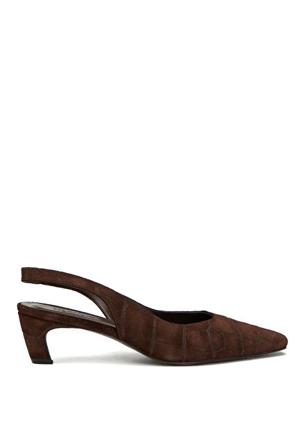 Brown Crocodile Printed Leather Heels