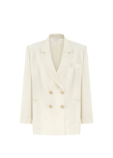 Beyaz Tencel Blazer
