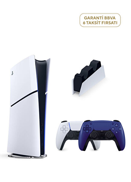 PlayStation 5 Slim Digital Edition 825 GB SSD Oyun Konsolu + 2. PS5 Cobalt Blue + PS5 Şarj İstasyonu (Yeni Sürüm)