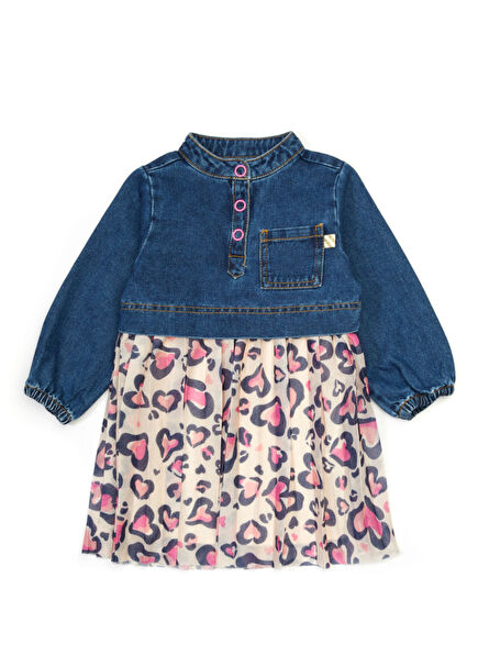 Taş Kız Çocuk Denim Elbise