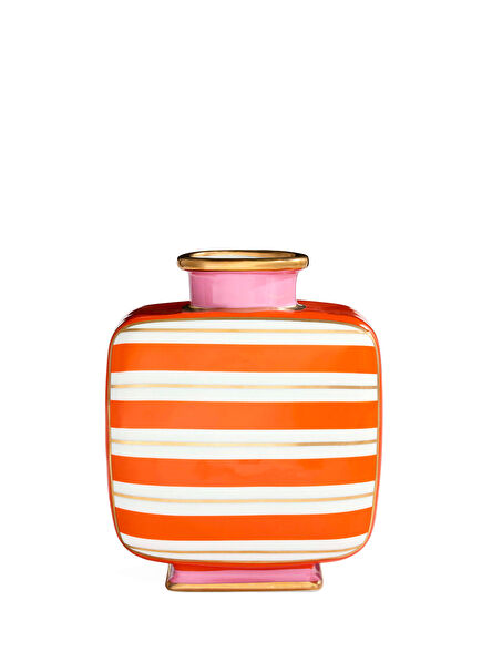 Portofino Square Orange Pink Ceramic Vase