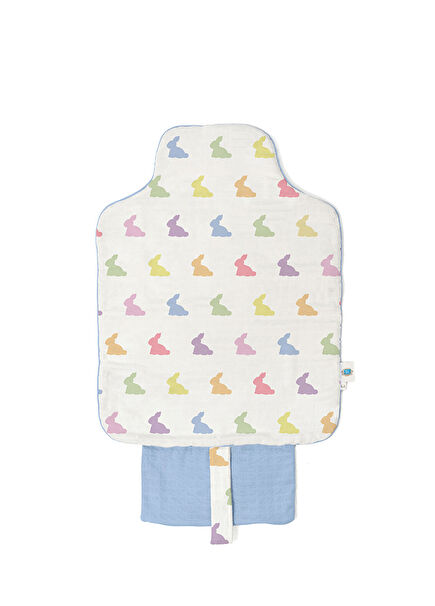 %100 Pamuk Rainbow Lapin Blue Pratik Katlanabilir Çantalı Alt Değiştirme Matı