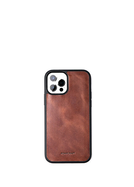iPhone 15 Pro Max Case with Logo Detail in Tobacco Leather