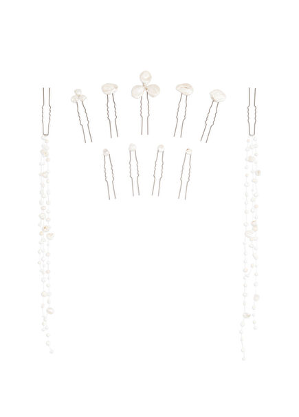 Pelia Barok İncili Sedef 11'li Kadın Pin Toka Seti