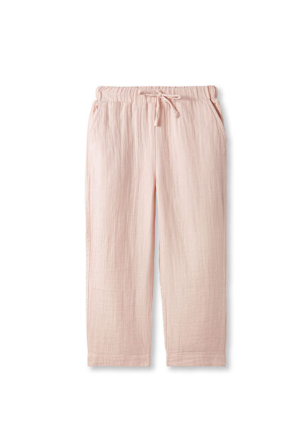 Pembe Kız Çocuk Müslin Pantolon 