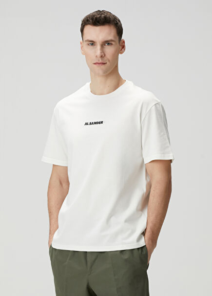 White Logo Printed T-Shirt