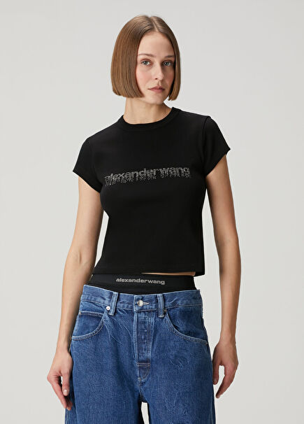 Siyah Hotfix Logolu T-shirt
