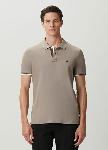 Vizon Ekru Polo Yaka T-shirt