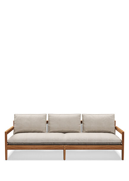 Dedon Saranac Tik Ağacı Üçlü Bahçe Kanepesi