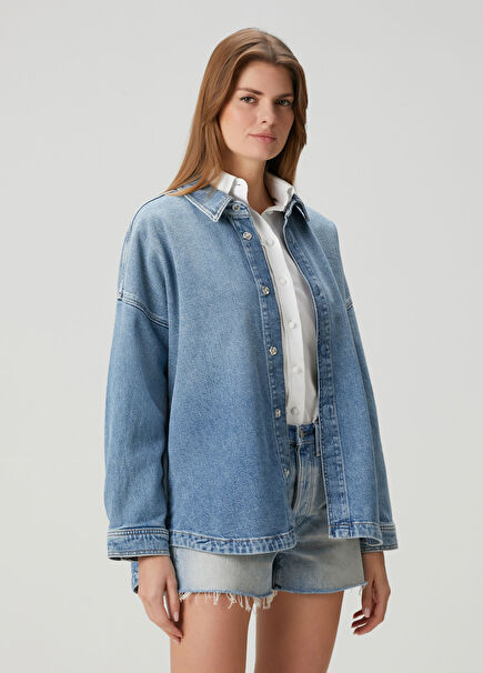 Blue Boyfriend Denim Shirt