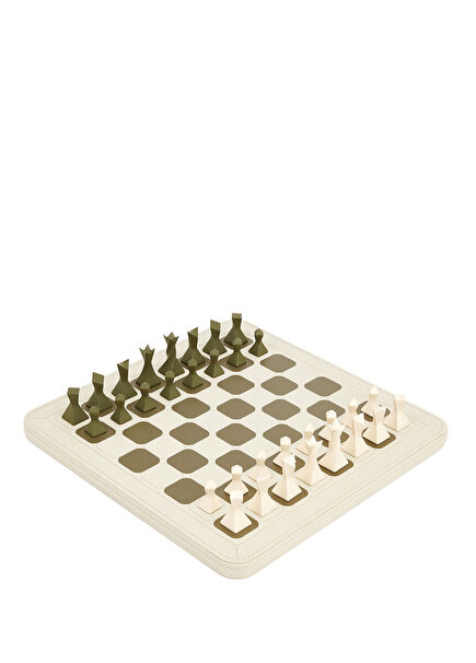 Messier Beige Khaki Leather Chess Set
