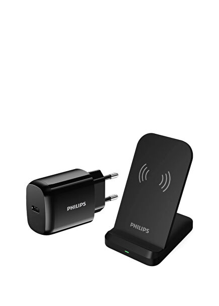 15W Black Wireless Vertical Fast Charging Stand and 25W USB-C Wall Charging Adapter