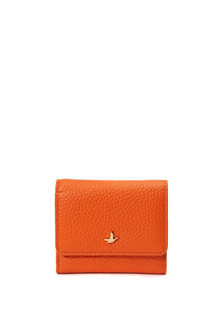 Turuncu Kadın Deri Cüzdan