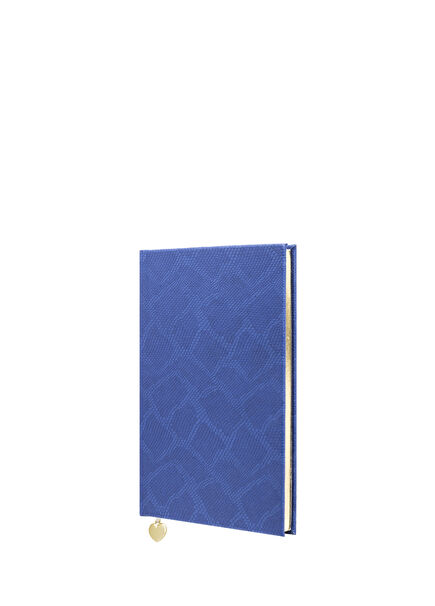 Mavi Deri Sert Kapaklı Çizgili Defter