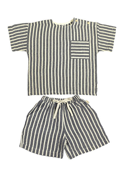 Comfy Müslin Lacivert Erkek Çocuk Şort Takımı