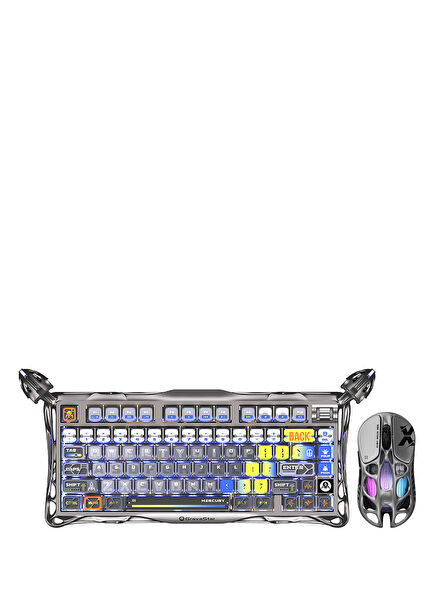 Mercury K1 Pro+X Kablosuz RGB Işıklı Mekanik Q Uzay Gri Gaming Klavye ve Optik Mouse Seti