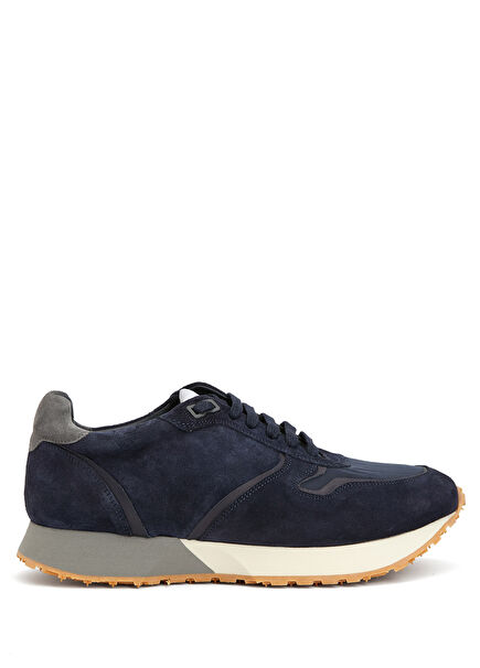 Navy Blue Men's Suede Sneakers