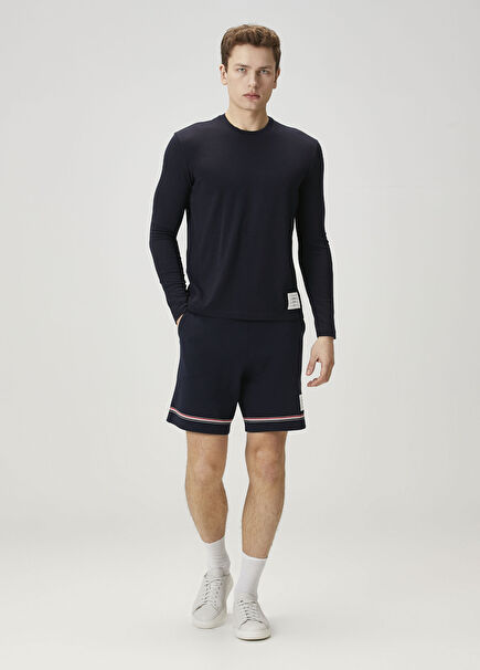 Navy Blue Waist Corded Shorts