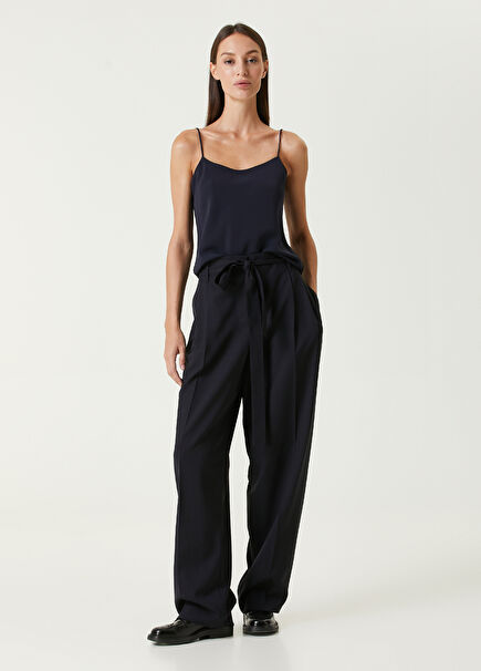 Lonan Navy Blue Wool Pants