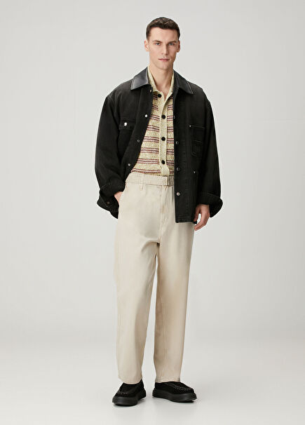 Bej Beli Kemerli Jean Pantolon