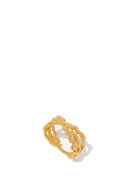 Mosaic Three Row Women Gold Ring