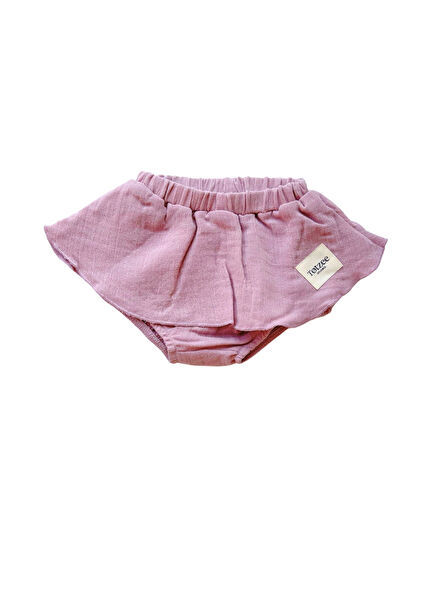 Lila Müslin Kız Bebek Etekli Şort