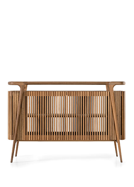 Versus Walnut Slatted Led Illuminated Console