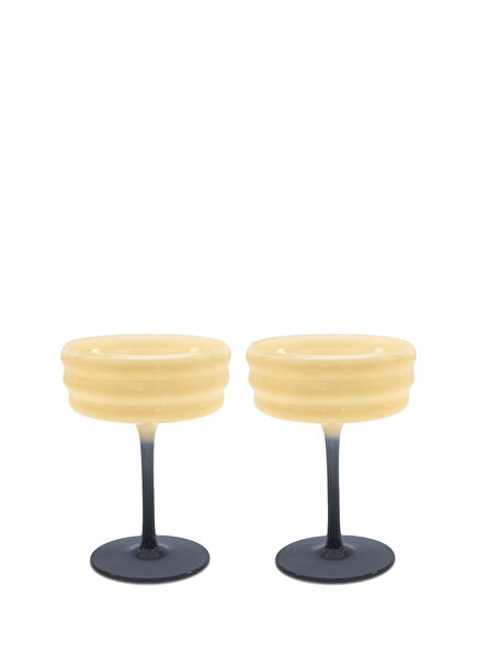 Monterey 2-Piece Beige Blue Glass Cocktail Set