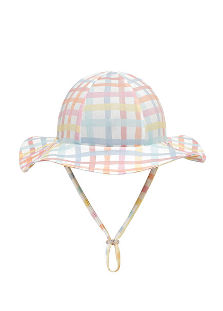 Rainbow Gingham Brim UV Protection Girls' Hat