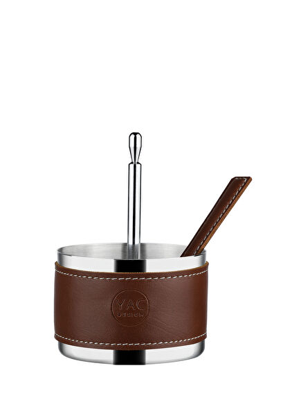 Taba Deri Detaylı Çelik Kaşıklı Baharatlık 