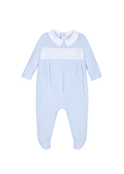 Mavi Patikli Uzun Kollu Erkek Bebek Tulum