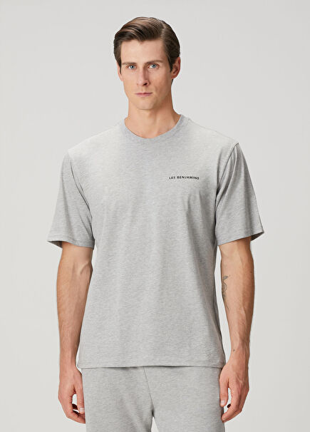 Gri Logo Baskılı T-shirt
