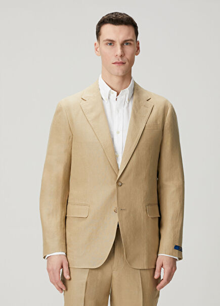 Modern Fit Beige Linen Jacket